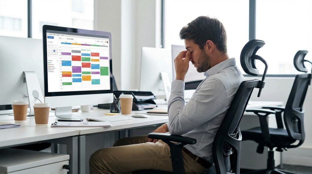 Müde vom Meeting Übersicht Illustration